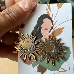 Bohemian sun and moon earrings
